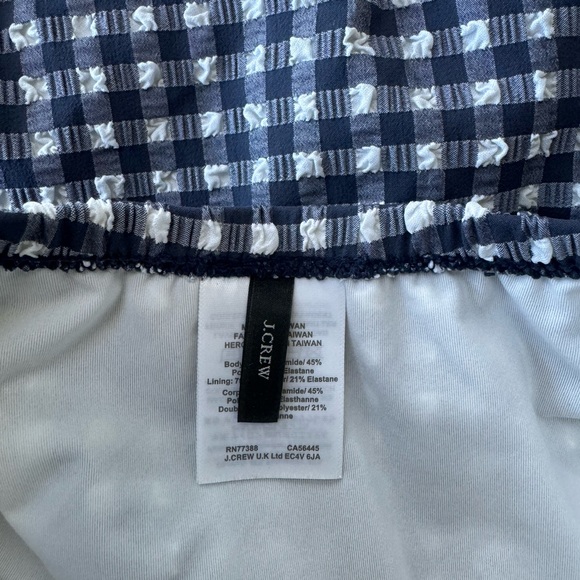 J. Crew Gingham Bandeau One-Piece Swimsuit Blue and White Size 6 Seersucker EUC - Picture 4 of 4